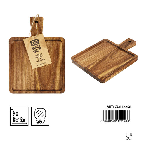 BANDEJA RECTANGULAR C/MAN. ACACIA