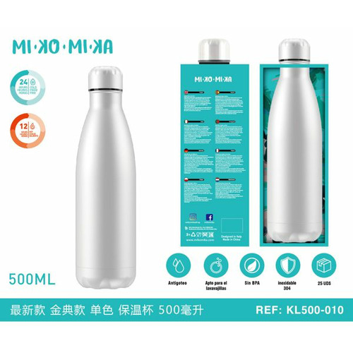 BOTELLA TERMO ACERO INOXIDABLE DIBUJOS FRASE KL500-Z003