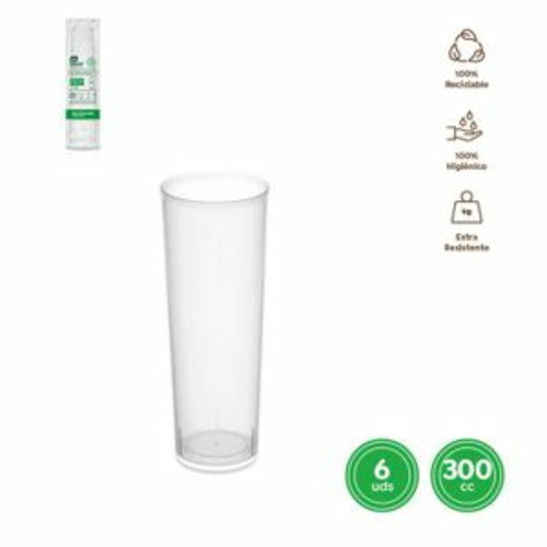 VASO TUBO REUTILIZABLE TRANSPARENTE PP