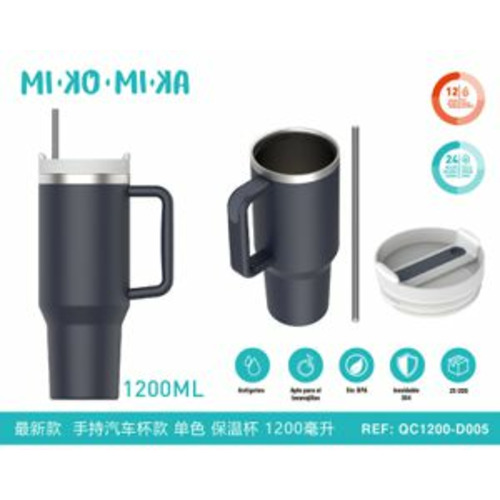 BOTELLA TERMO ACERO INOXIDABLE 1200ML MATE AZUL
