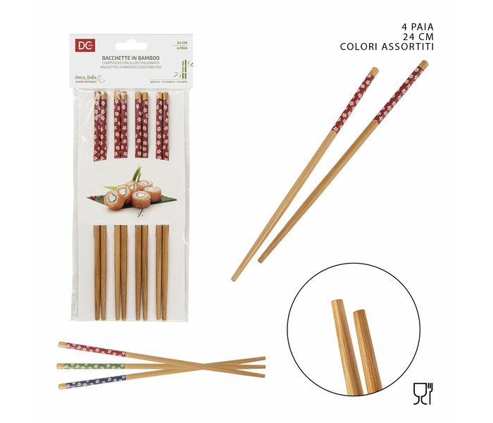 PALILLOS BAMBU F/CARBONADOS 24CM 4PARES