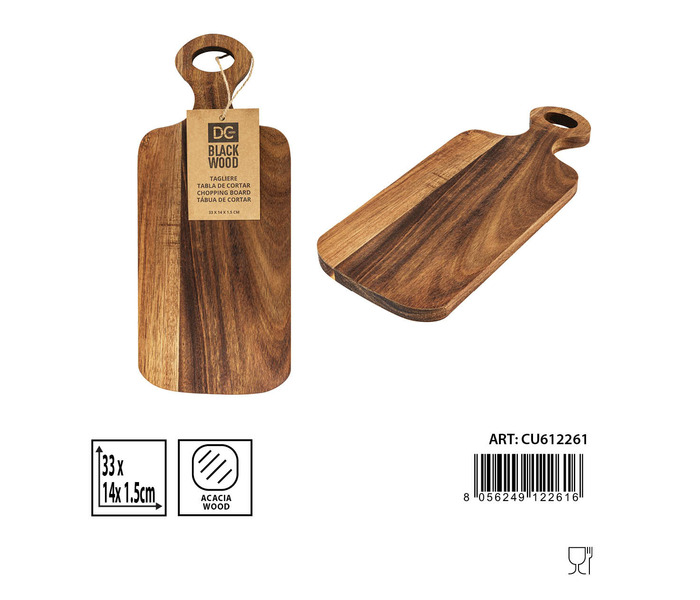 TABLA DE CORTAR RECTANGULAR C/MAN. ACACIA