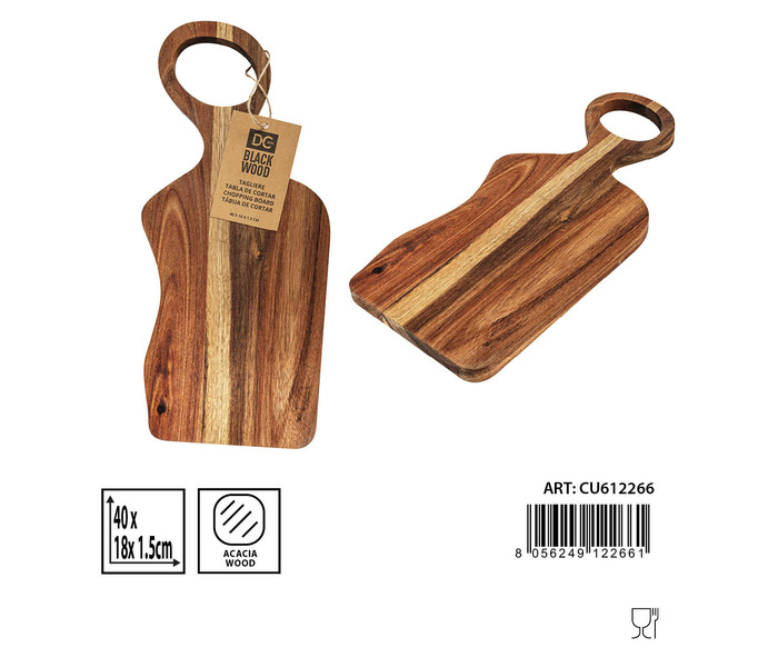 TABLA DE CORTAR MODERNA C/MAN. ACACIA 18x1,5