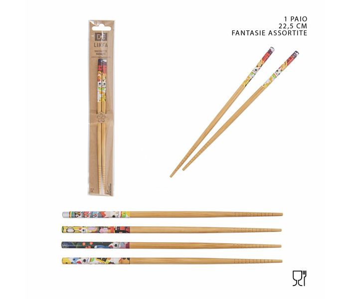 PALILLOS BAMBU DECORADOS 22.5CM 1PAR