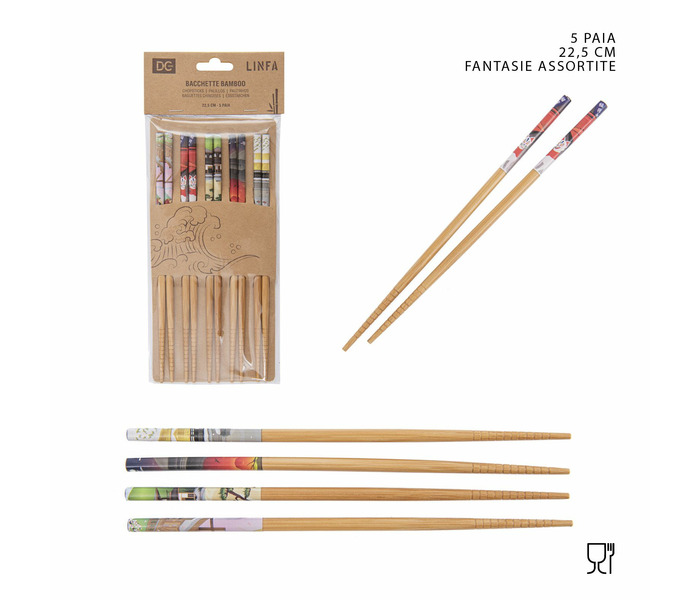 PALILLOS BAMBU DECORADOS 5PARES LIN
