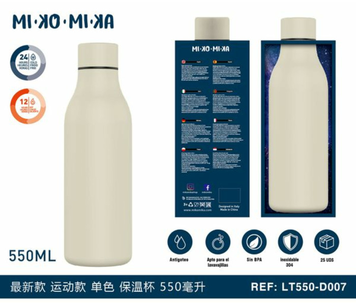 BOTELLA TERMO ACERO INOXIDABLE MATE CREMA LT550-D002