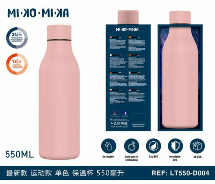 BOTELLA TERMO ACERO INOXIDABLE MATE ROSA LT550-D004
