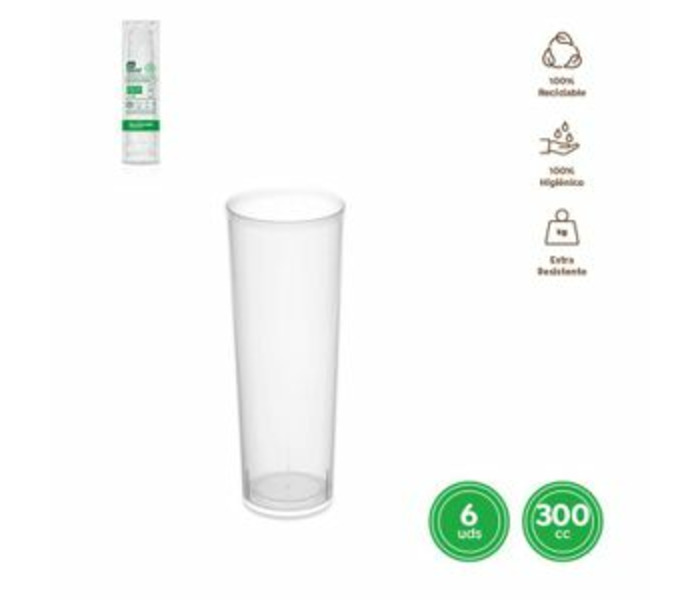 VASO TUBO REUTILIZABLE TRANSPARENTE PP