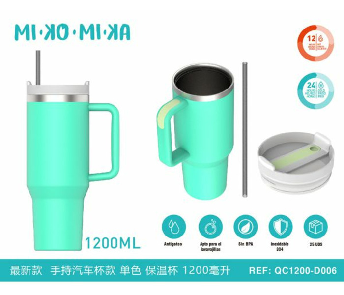 BOTELLA TERMO ACERO INOXIDABLE 1200ML MATE TURQUESA