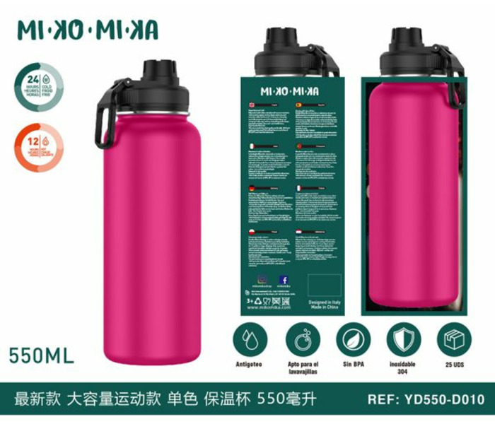 BOTELLA TERMO ACERO INOXIDABLE MATE FUSIA YD550-D010